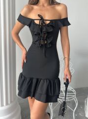 VOLAN DETAYLI Fit Mini Elbise