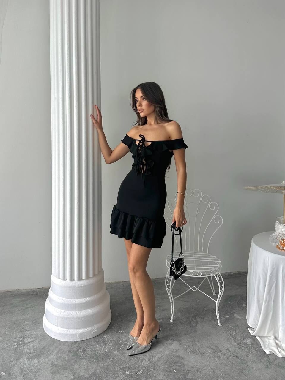 VOLAN DETAYLI Fit Mini Elbise