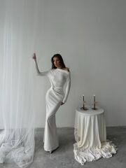 ZARAFETİN YENİ TANIMI: ''LUNA' DRAPE Detaylı Beyaz Elbise