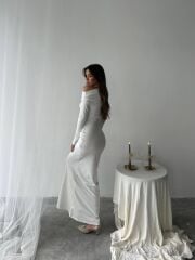 ZARAFETİN YENİ TANIMI: ''LUNA' DRAPE Detaylı Beyaz Elbise