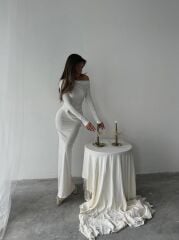 ZARAFETİN YENİ TANIMI: ''LUNA' DRAPE Detaylı Beyaz Elbise