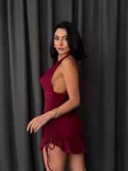 CRMSON DESİRE” Halter Yaka Fırfırlı Elbise
