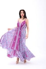 Sınırlı Seri: Vloris Boho Bohem Desenli Maxi Elbise